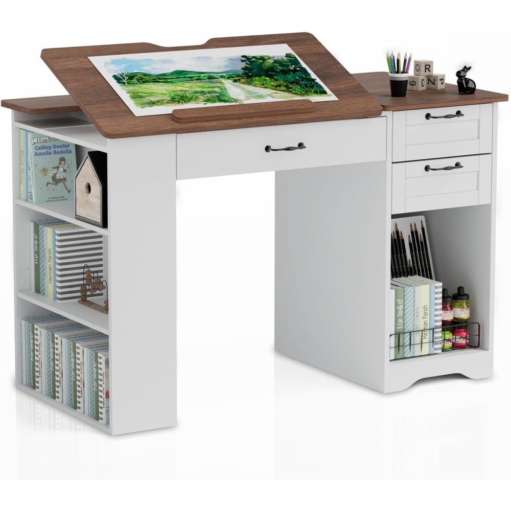 Art & Craft Supplies - Drating Table with Storage Cabinet &