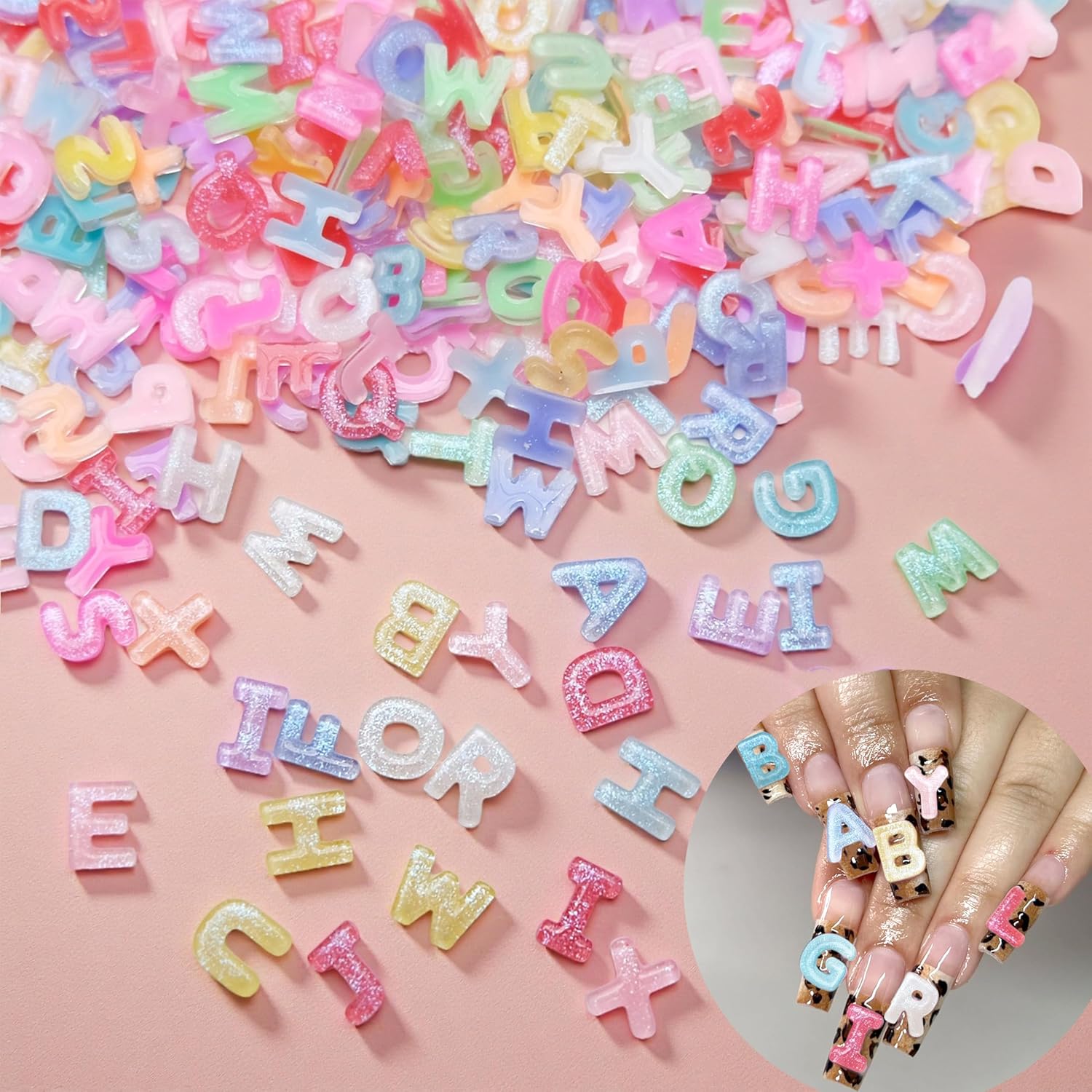 Art And Craft Letter Z - 100pcs 3D Colorful Letter Nail Charms