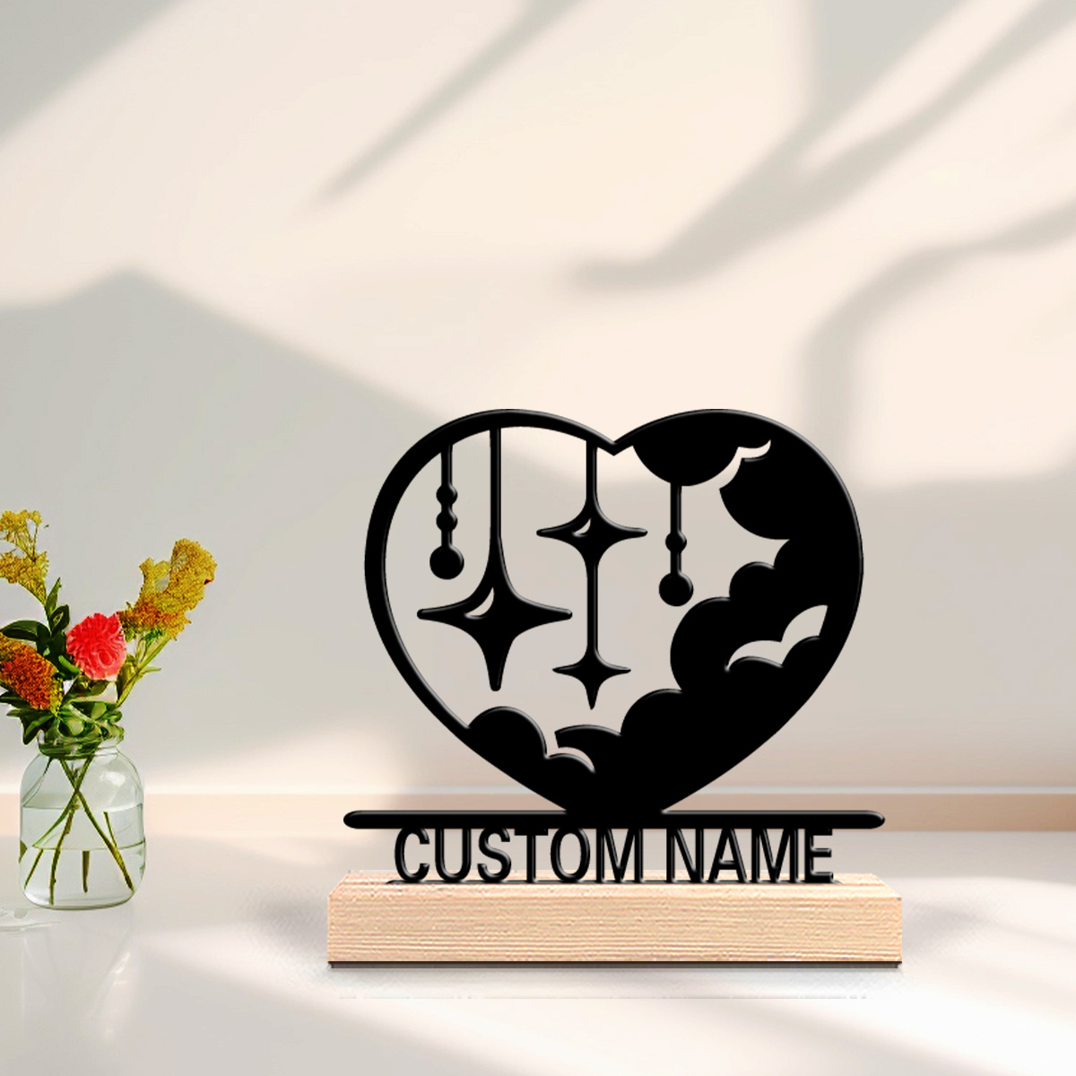 Art Craft Wood - 1pc Fashion love cloud Customized Text