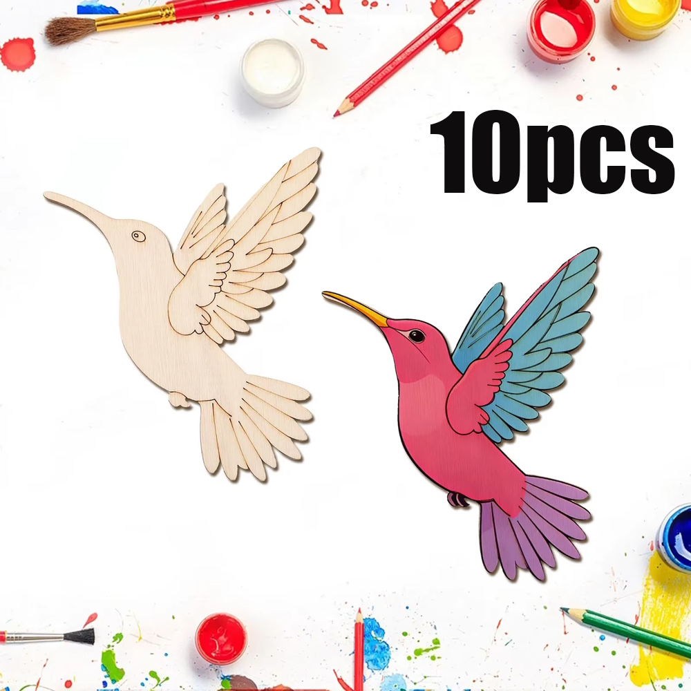 Art Craft Wood - 10pcs Unfinished Wood Animal Bird Cutouts,Wooden