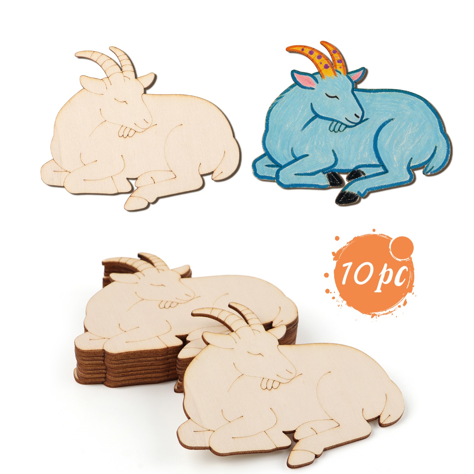 Art Craft Wood - 10pcs/set Unfinished Wood Sheep Animal Ornaments